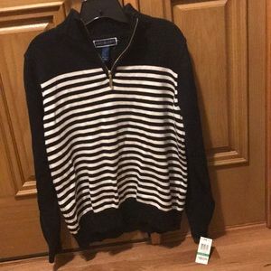 Women's black and white stripe sweater. Large.
